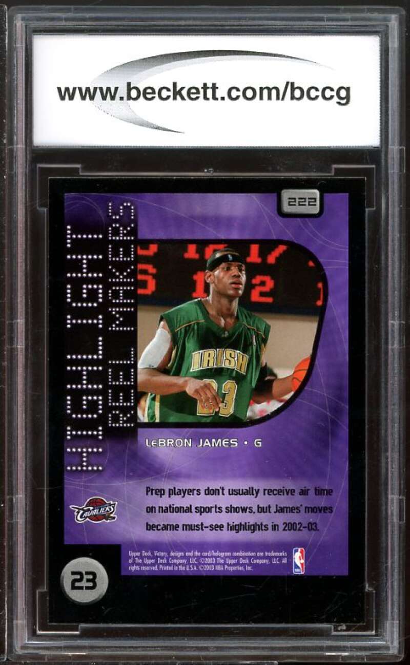 2003-04 Upper Deck Victory #222 LeBron James Rookie Card BGS BCCG 10 Mint+ Image 2