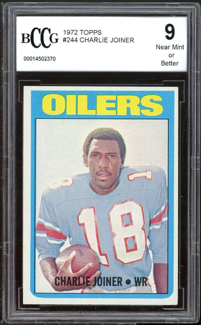 1972 Topps #244 Charlie Joiner Rookie Card BGS BCCG 9 Near Mint+ Image 1