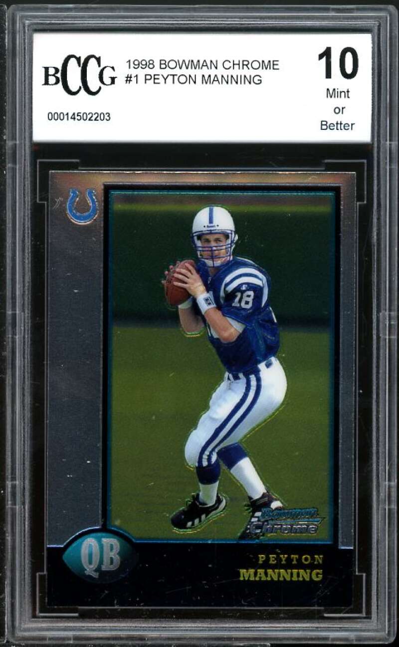 1998 Bowman Chrome #1 Peyton Manning Rookie Card BGS BCCG 10 Mint+ Image 1