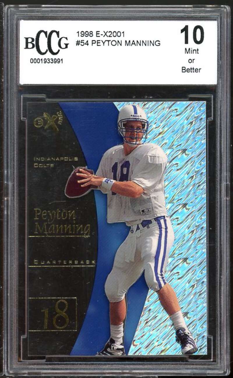 1998 SkyBox E-X2001 #54 Peyton Manning Rookie Card BGS BCCG 10 Mint+ Image 1