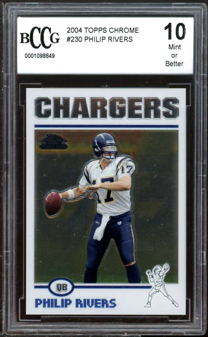 2004 Topps Chrome #230 Philip Rivers Rookie Card BGS BCCG 10 Mint+ Image 1