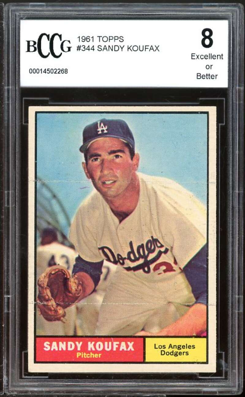 1961 Topps #344 Sandy Koufax Card BGS BCCG 8 Excellent+ Image 1