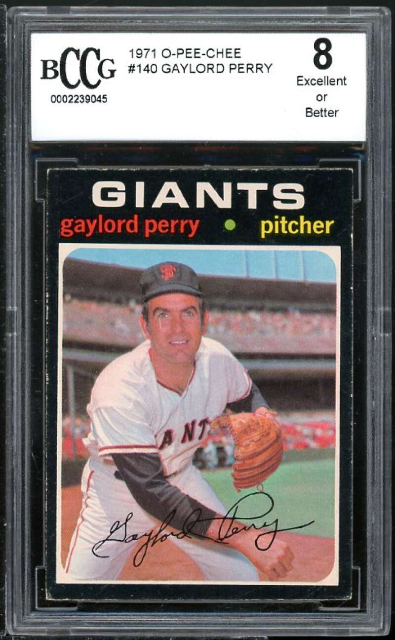 1971 O-Pee-Chee #140 Gaylord Perry Card BGS BCCG 8 Excellent+ Image 1