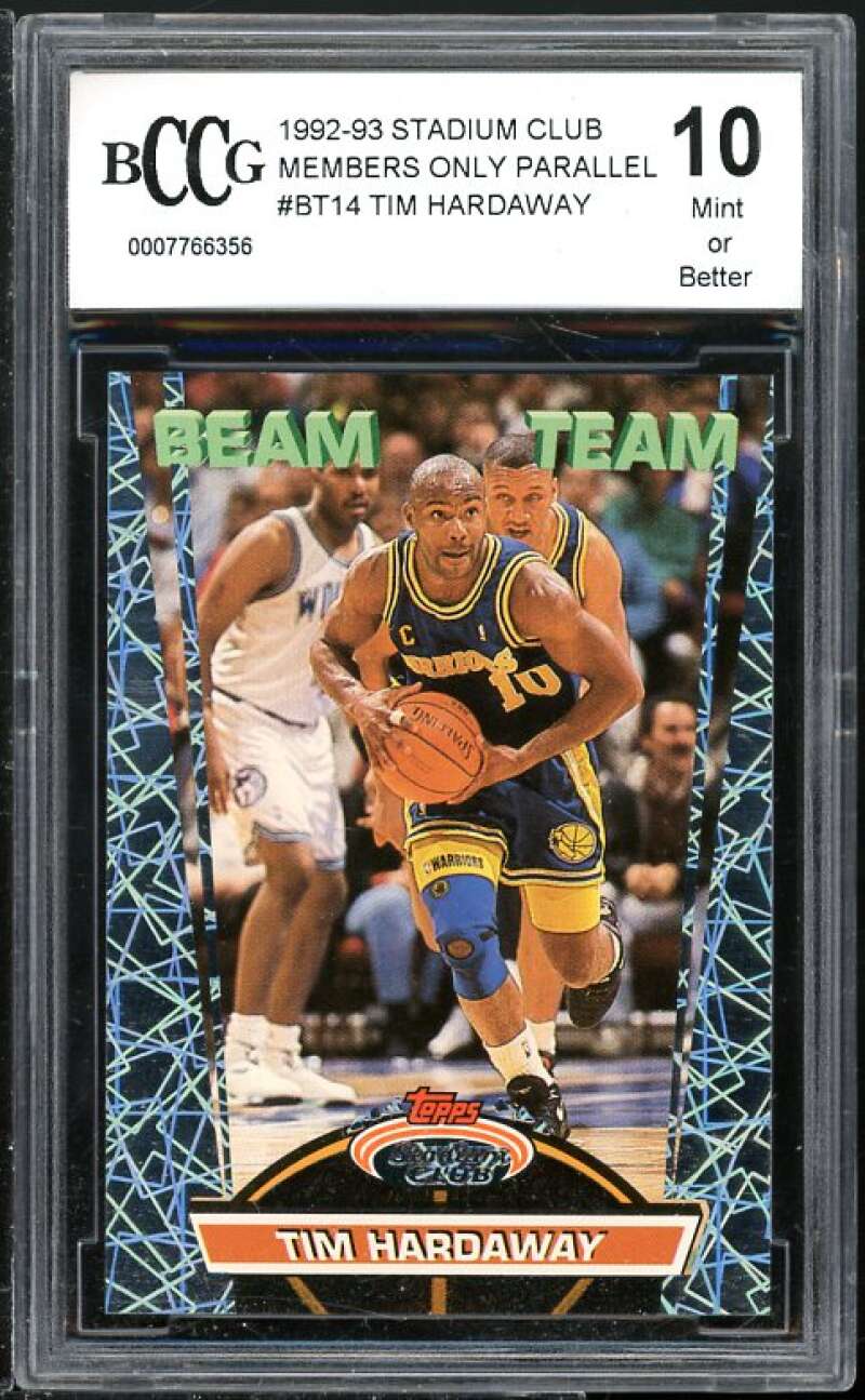 1992-93 Stadium Club MO Parallel #BT14 Tim Hardaway Card BGS BCCG 10 Mint+ Image 1