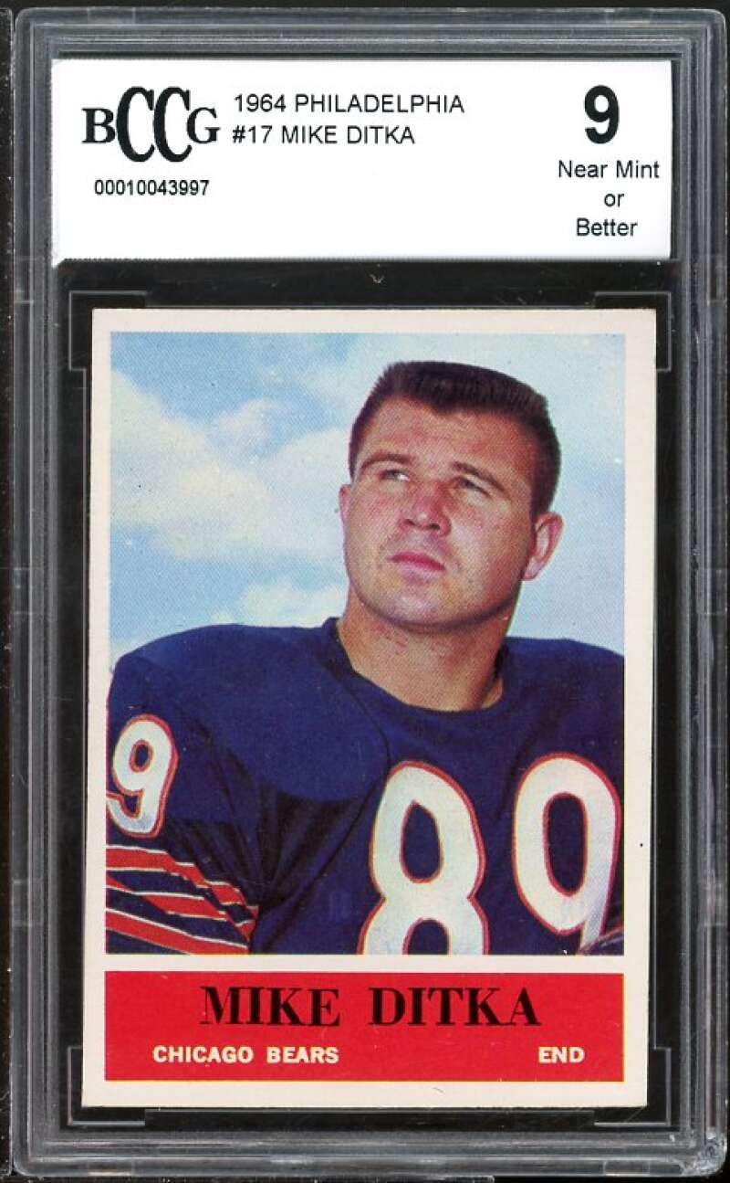 1964 Philadelphia #17 Mike Ditka Card BGS BCCG 9 Near Mint+ Image 1