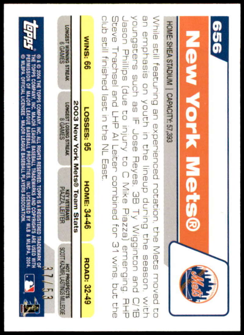 New York Mets Card 2004 Topps Black #656 Image 2