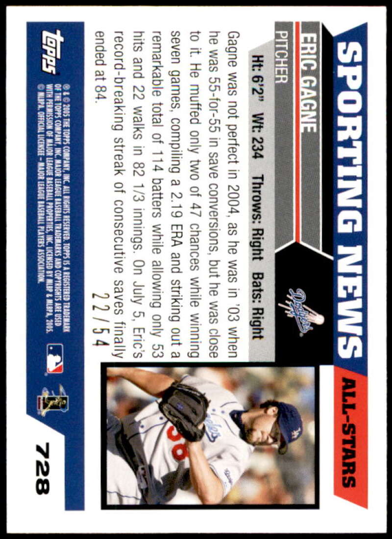 Eric Gagne Card 2005 Topps Black #728 Image 2