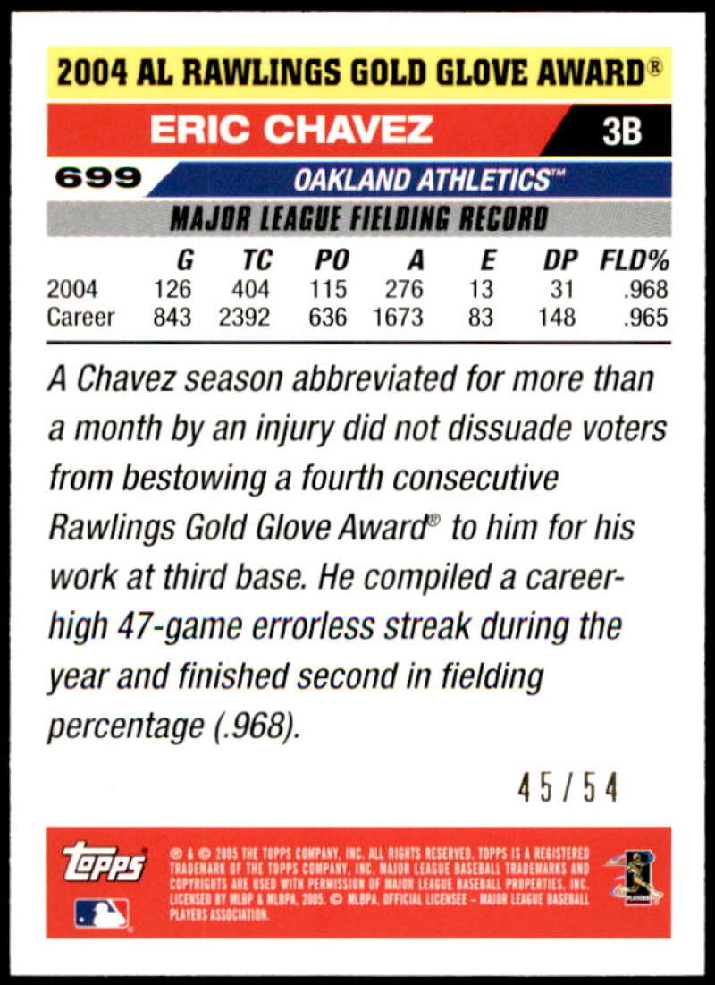 Eric Chavez Card 2005 Topps Black #699 Image 2