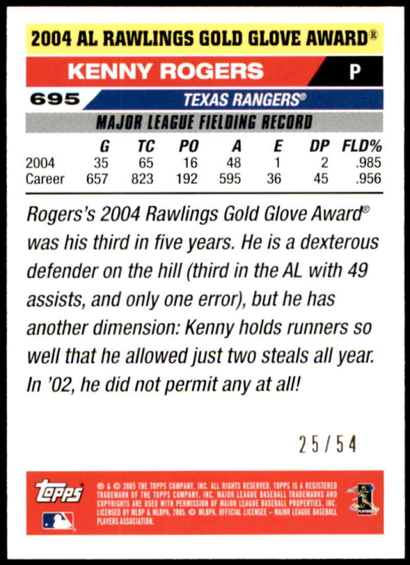 Kenny Rogers Card 2005 Topps Black #695 Image 2