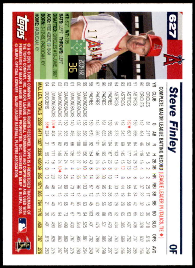 Steve Finley Card 2005 Topps Black #627 Image 2