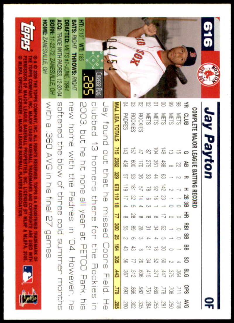 Jay Payton Card 2005 Topps Black #616 Image 2