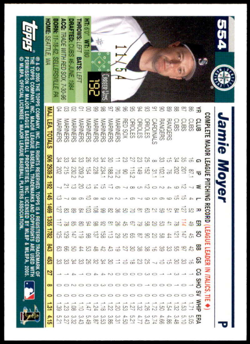 Jamie Moyer Card 2005 Topps Black #449 Image 2