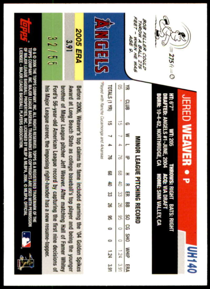 Jered Weaver Card 2006 Topps Update Black #UH140 Image 2