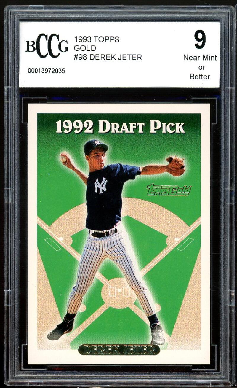 1993 Topps Gold #98 Derek Jeter Rookie Card BGS BCCG 9 Near Mint+ Image 1