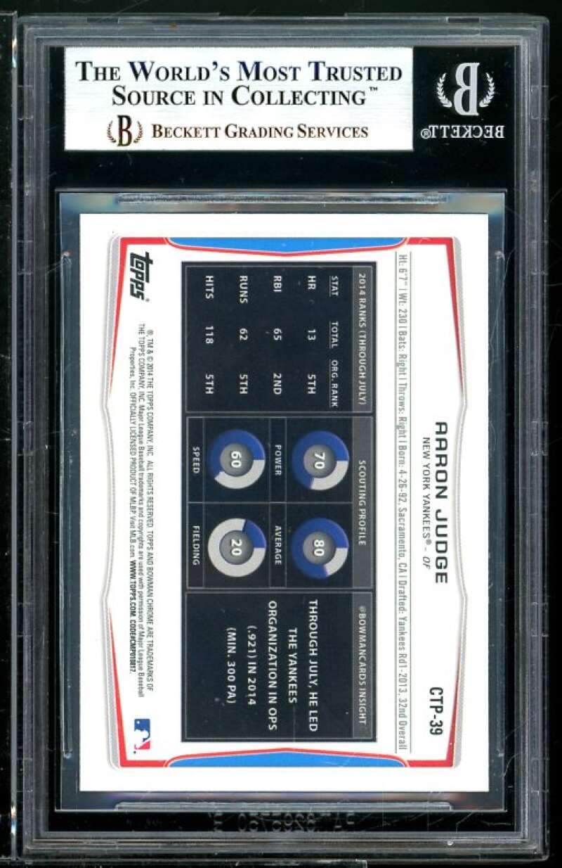 Aaron Judge rookie 2014 Bowman Chrome TP Refractors #39 BGS 9 (10 9.5 8.5 9) Image 2