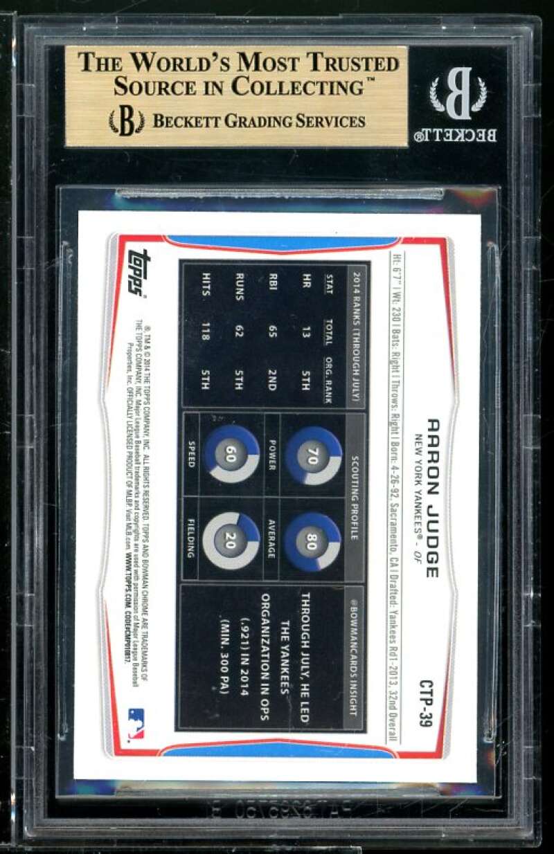 Aaron Judge rookie 2014 Bowman Chrome TP Refractors #39 BGS 9.5 (9 9.5 9.5 9.5) Image 2