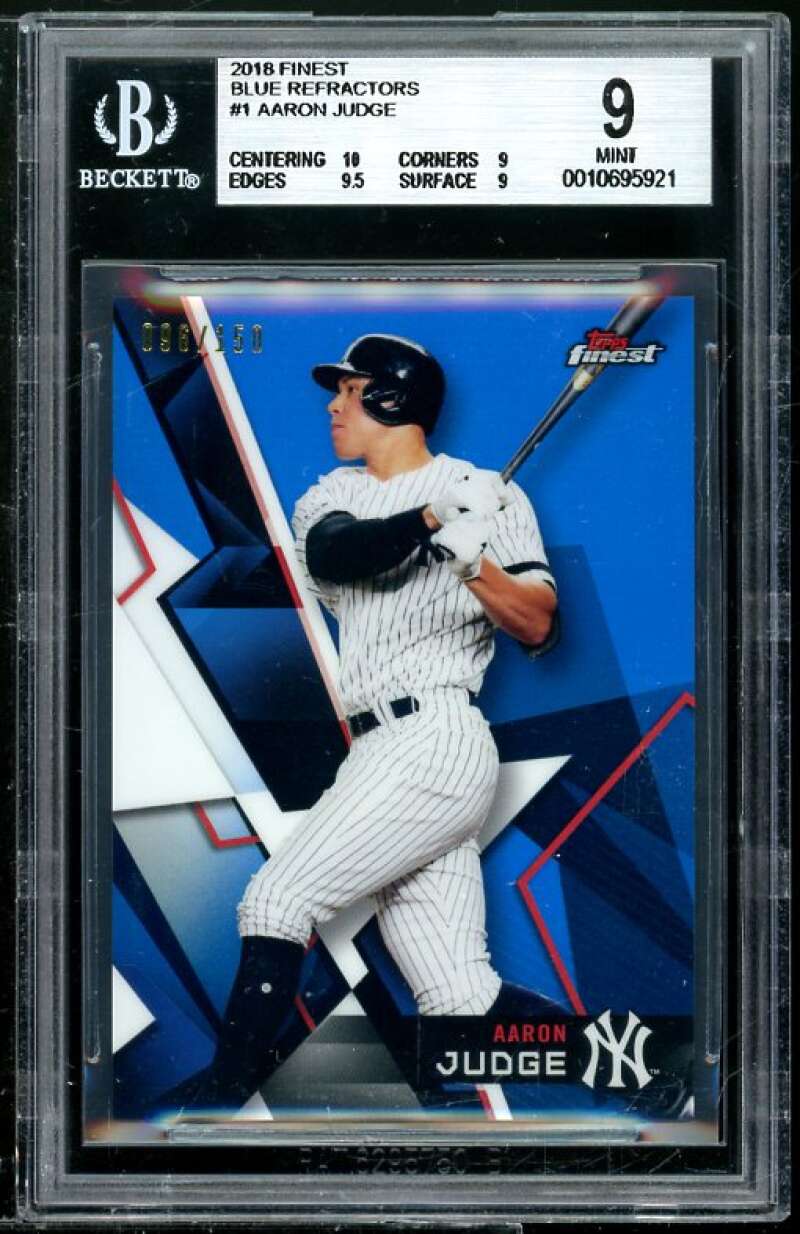 Aaron Judge Card 2018 Finest Blue Refractors #1 BGS 9 Image 1