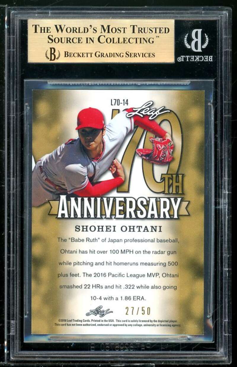 Shohei Ohtani Rookie Card 2018 Leaf Anniversary Blue #70-14 BGS 9.5 Image 2