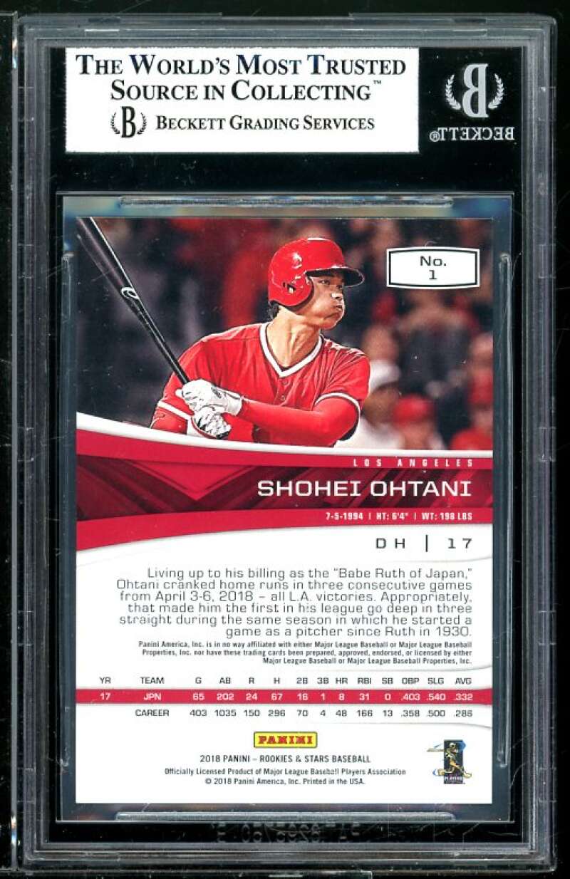 Shohei Ohtani Rookie Card 2018 Rookies n Stars Holo Silver #1 BGS 8 (9.5 9 9 7) Image 2