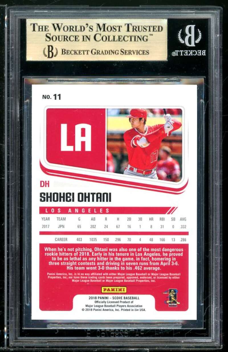 Shohei Ohtani Rookie 2018 Score Press Proof #11 (pop 1) BGS 9.5 (9.5 9.5 10 9.5) Image 2