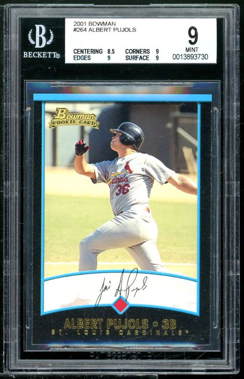 Albert Pujols Rookie Card 2001 Bowman #264 BGS 9 (8.5 9 9 9) Image 1