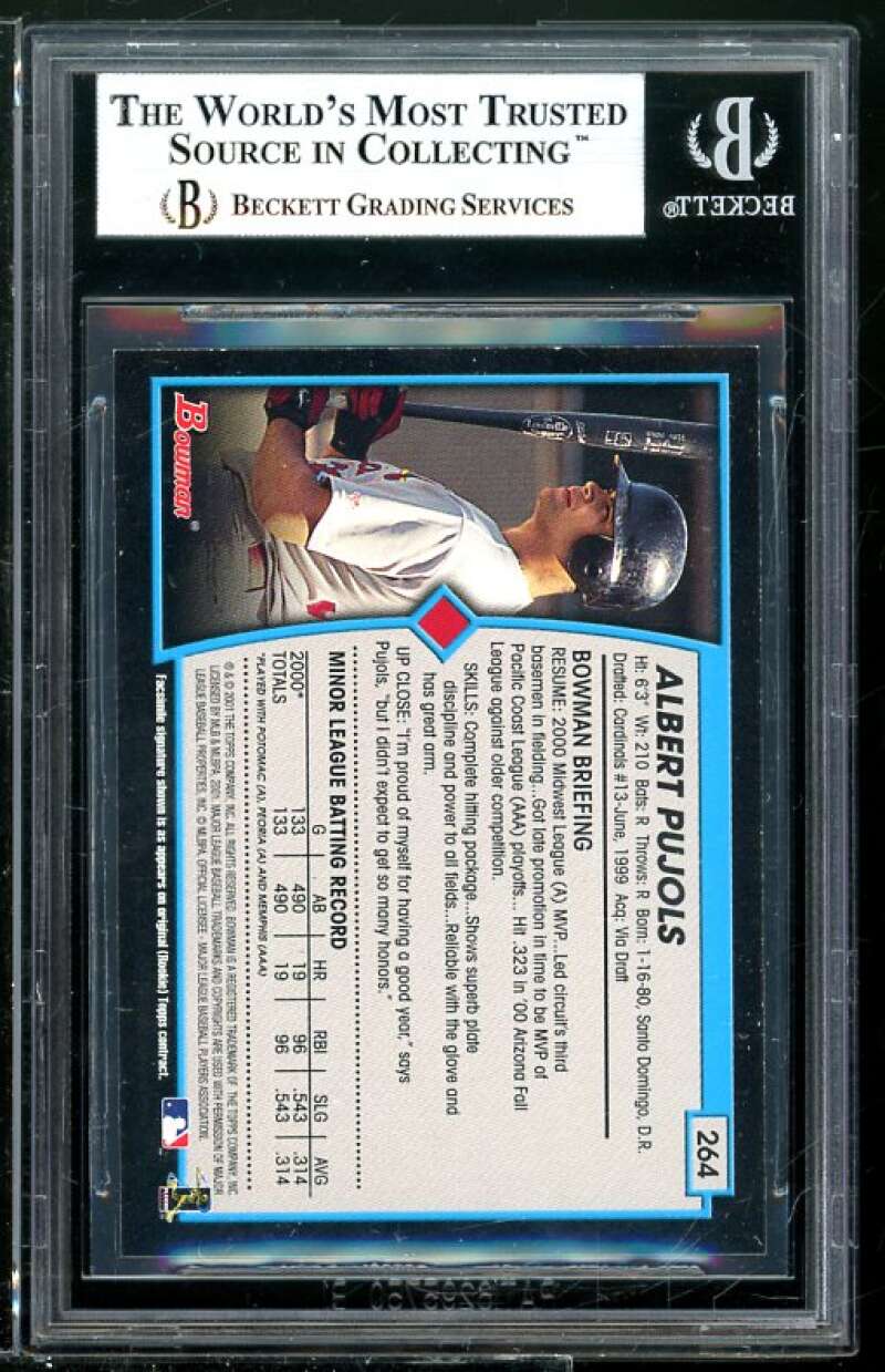 Albert Pujols Rookie Card 2001 Bowman #264 BGS 9 (8.5 9 9 9) Image 2