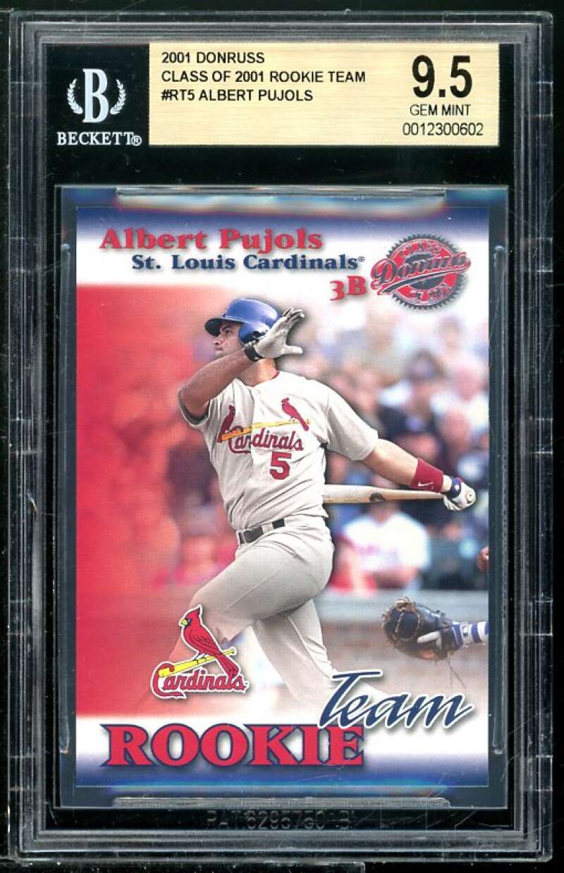 Albert Pujols Rookie Card 2001 Donruss Class of 2001 Rookie Team #RT-05 BGS 9.5 Image 1