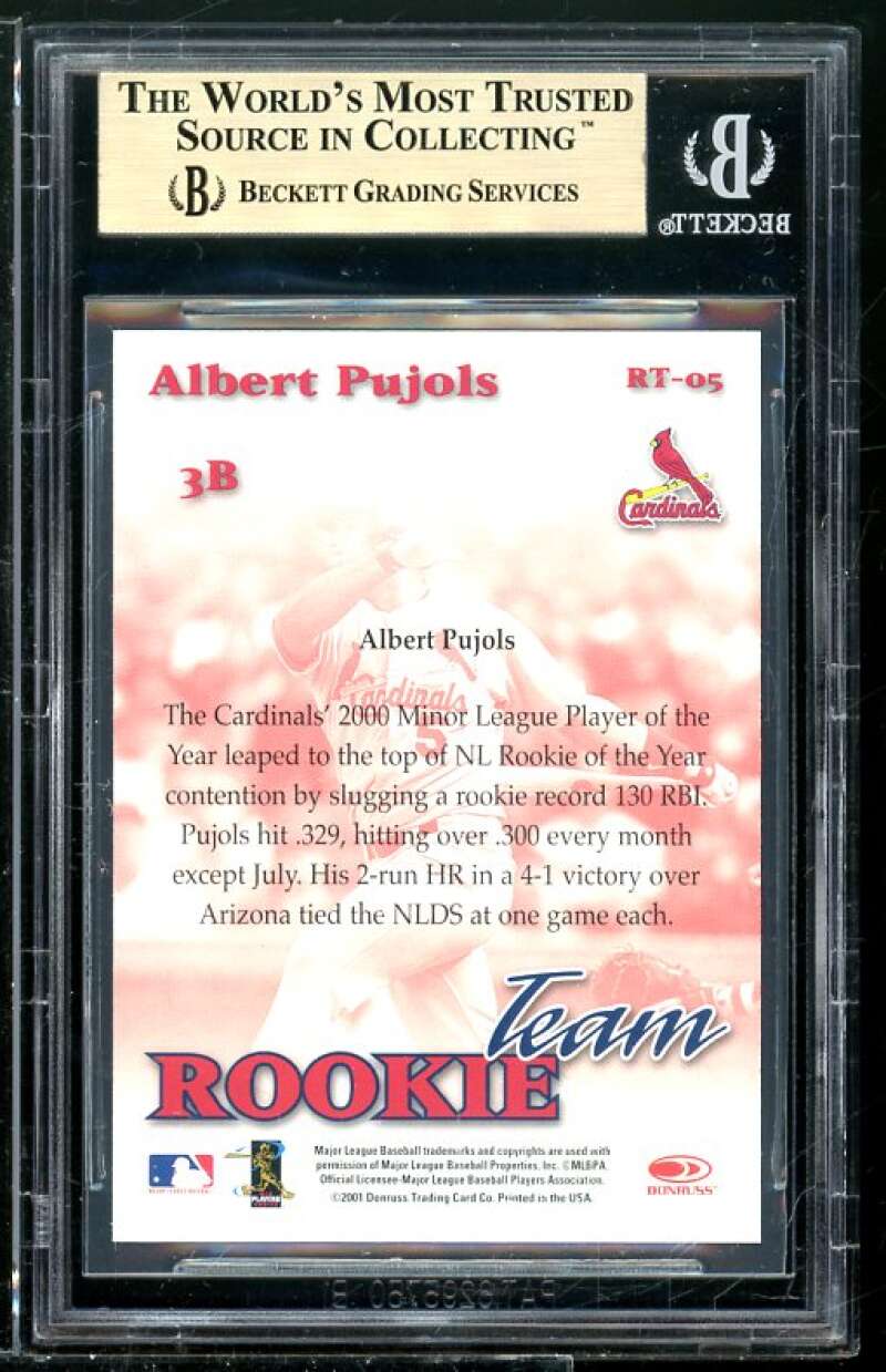 Albert Pujols Rookie Card 2001 Donruss Class of 2001 Rookie Team #RT-05 BGS 9.5 Image 2