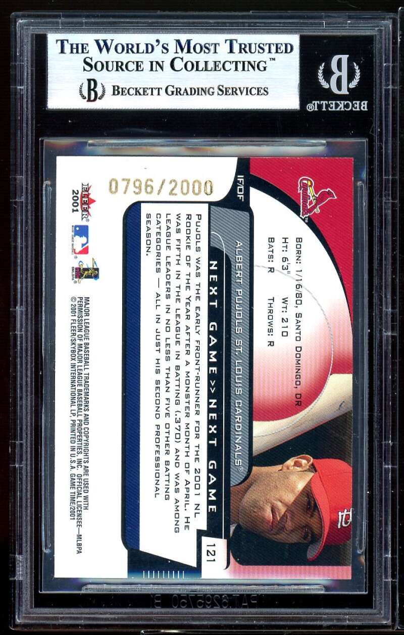 Albert Pujols Rookie Card 2001 Fleer Game Time #121 BGS 9 (9.5 9 9 9.5) Image 2