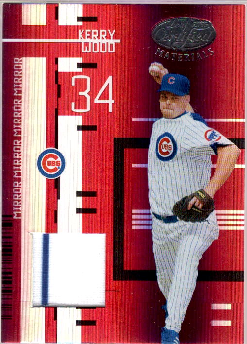 Kerry Wood Card 2005 Leaf Certified Materials Mirror Fabric Red #88  Image 1