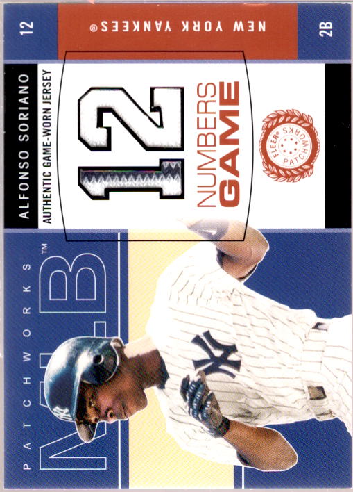 Alfonso Soriano Card 2003 Fleer Patchworks Numbers Game Jersey #AS  Image 1