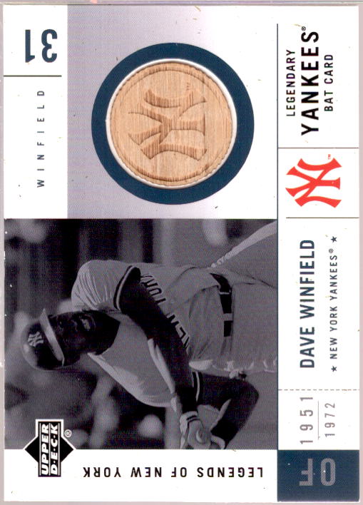 Dave Winfield Card 2001 Upper Deck Legends of NY Game Bat #LYBDW  Image 1