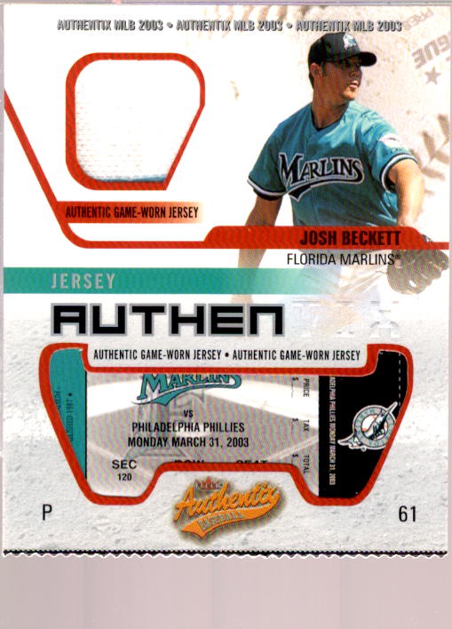 2003 Josh Beckett Florida Marlins Game Used Jersey