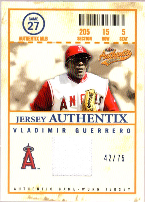 Vladimir Guerrero Card 2005 Fleer Authentix Jersey Mezzanine #VG  Image 1