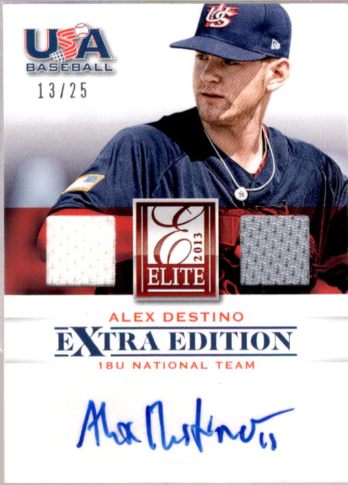 Alex Destino 2013 Elite Extra Edition USA Baseball Game Jersey Signatures #4  Image 1