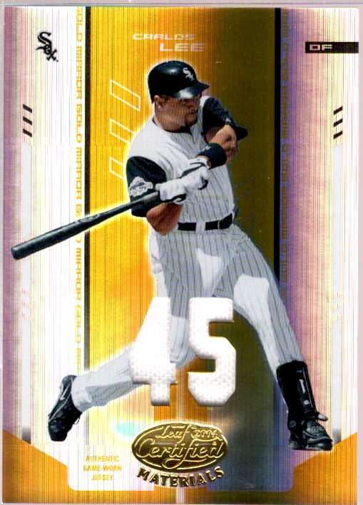 Carlos Lee Card 2004 Leaf Certified Materials Mirror Bat Gold #38  Image 1