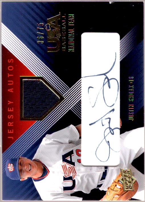 Justin Smoak Card 2008 USA Baseball National Team Signature Jersey Blu –