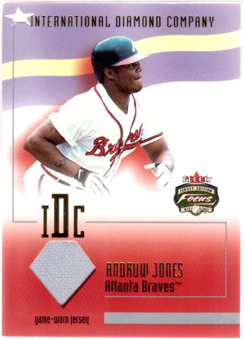 Andruw Jones Card 2002 Fleer Focus JE Intl Diamond Co. Game Used #1  Image 1