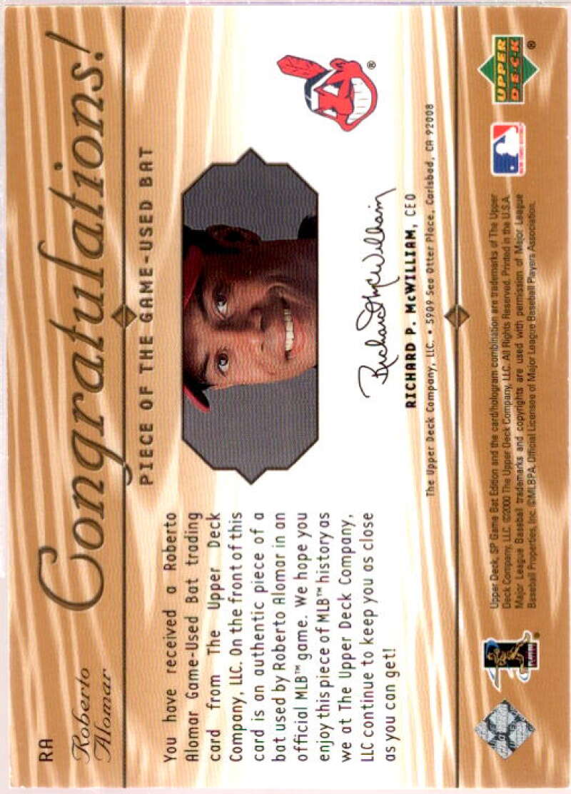 Roberto Alomar Card 2001 SP Game Bat Edition Piece of the Game #RA  Image 2