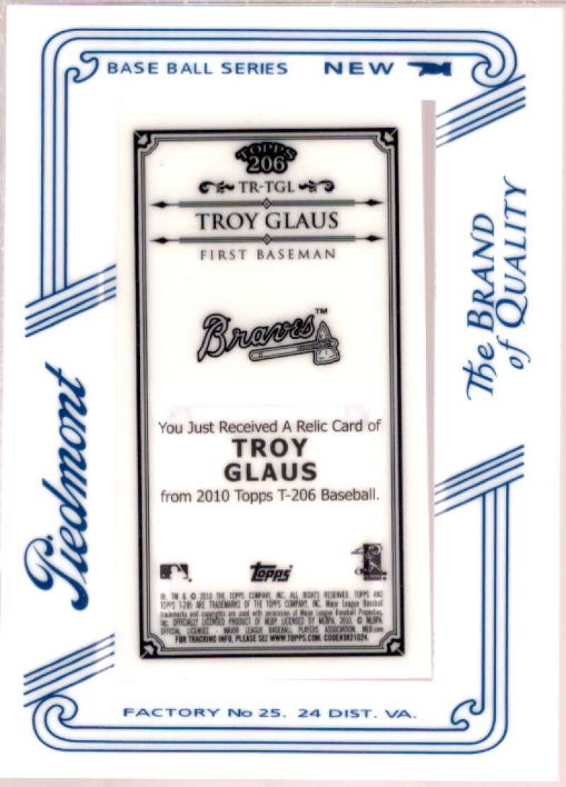 Troy Glaus Card 2010 Topps 206 Mini Framed Relics Piedmont #TGL  Image 2