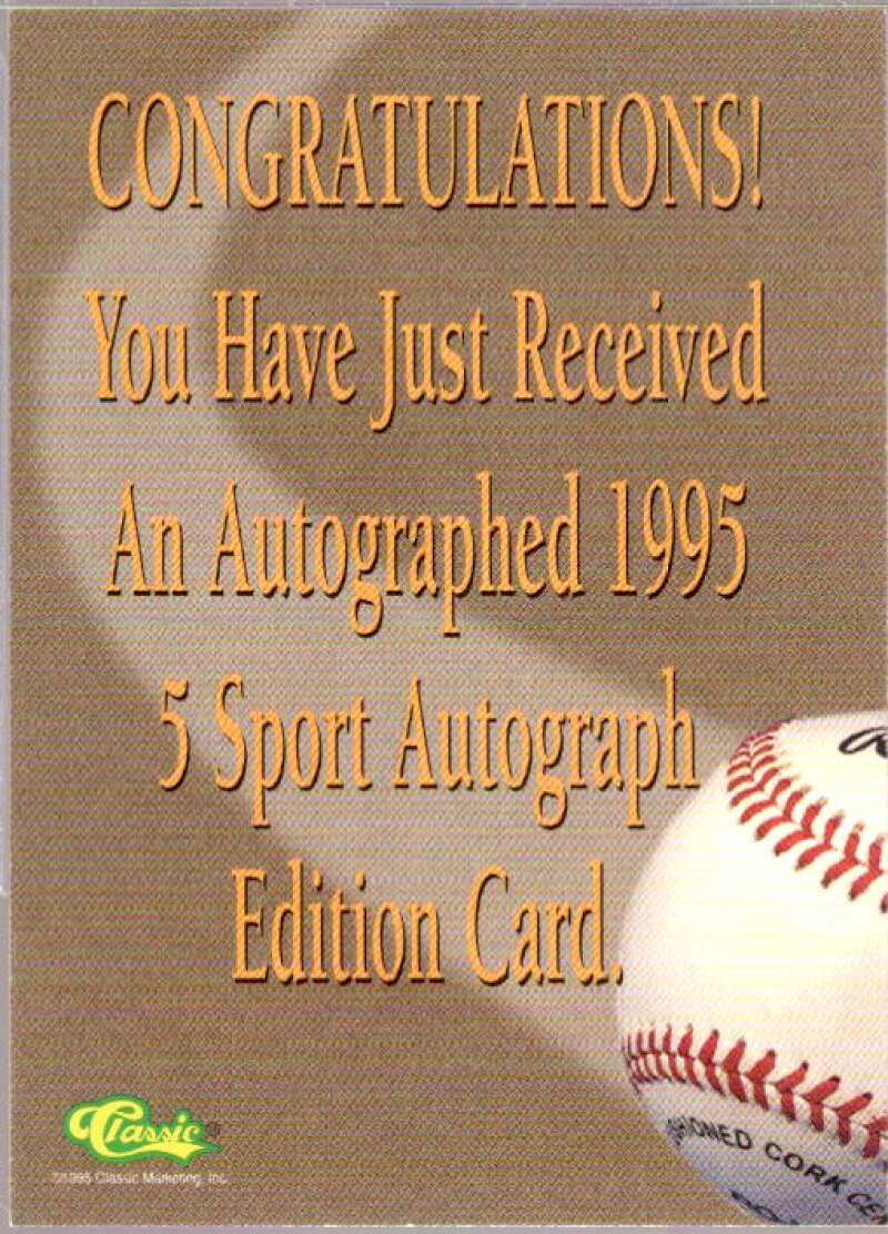 Ben Grieve Card 1995 Classic Five Sport Autographs #93  Image 2