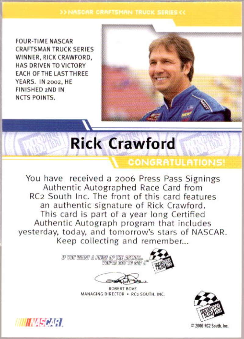 Rick Crawford CTS Card 2006 Press Pass Signings #11  Image 2