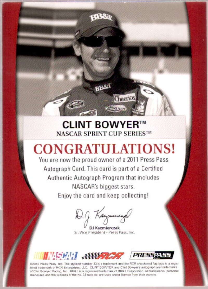 Clint Bowyer Card 2010 Press Pass Signings Silver #7  Image 2