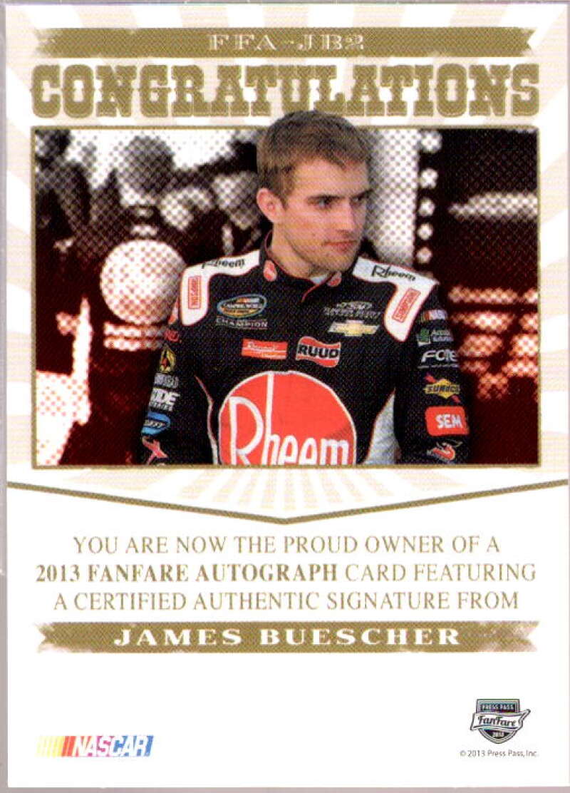 James Buescher Card 2013 Press Pass Fanfare Autographs Gold #JB2  Image 2