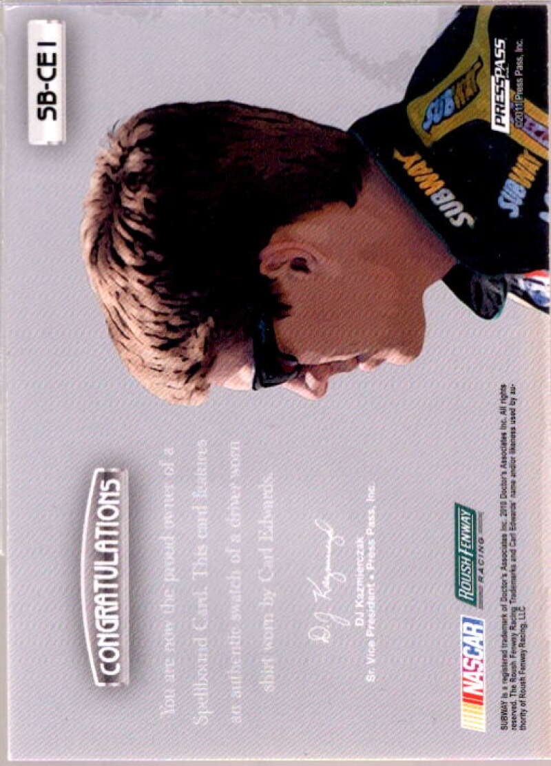 Carl Edwards E Card 2011 Press Pass Eclipse Spellbound Swatches #SBCE1  Image 2