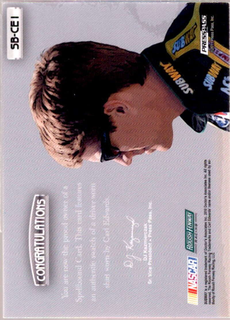 Carl Edwards E Card 2011 Press Pass Eclipse Spellbound Swatches #SBCE1  Image 2