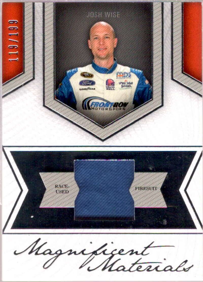 Josh Wise Card 2013 Press Pass Fanfare Magnificent Materials Silver #JW  Image 1