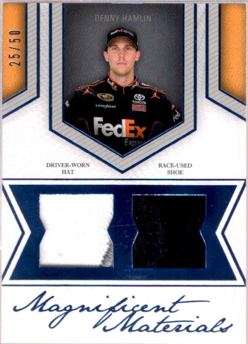 Denny Hamlin Card 2012 Press Pass Fanfare Magnificent Materials Swatches #MMDH  Image 1