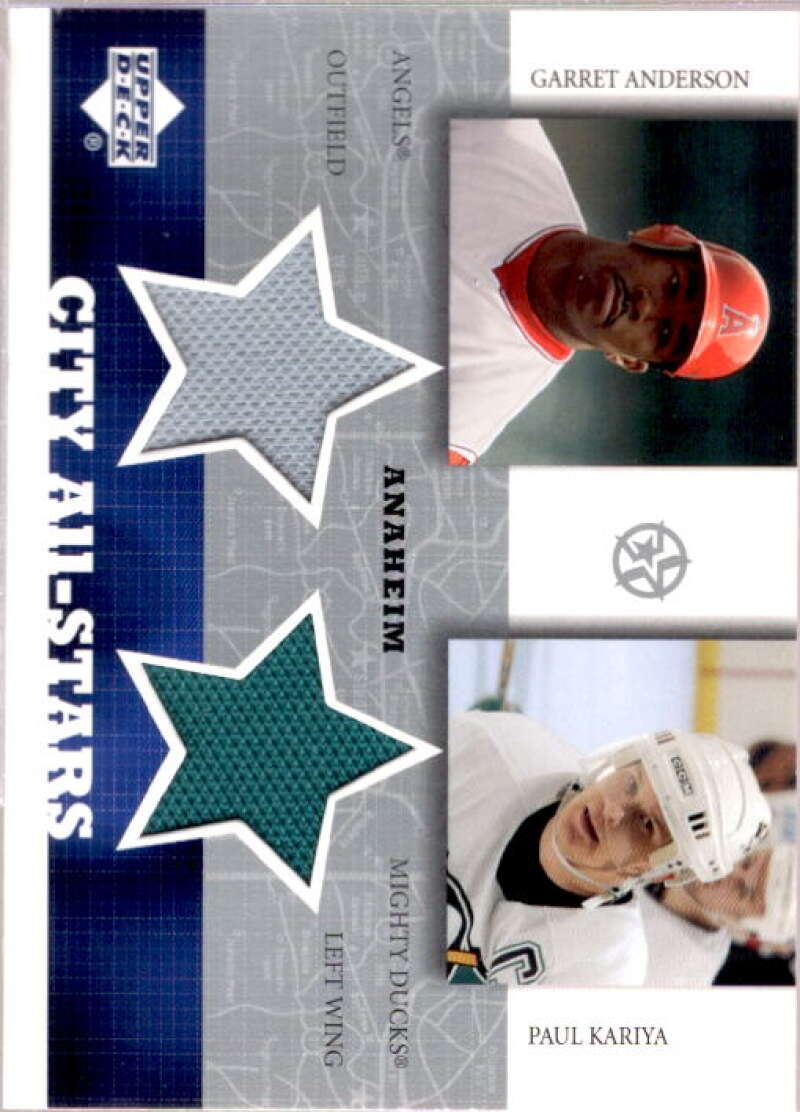 Garret Anderson/Paul Kariya Card 2002 UD SuperStars City All-Stars Jersey #GAPK  Image 1