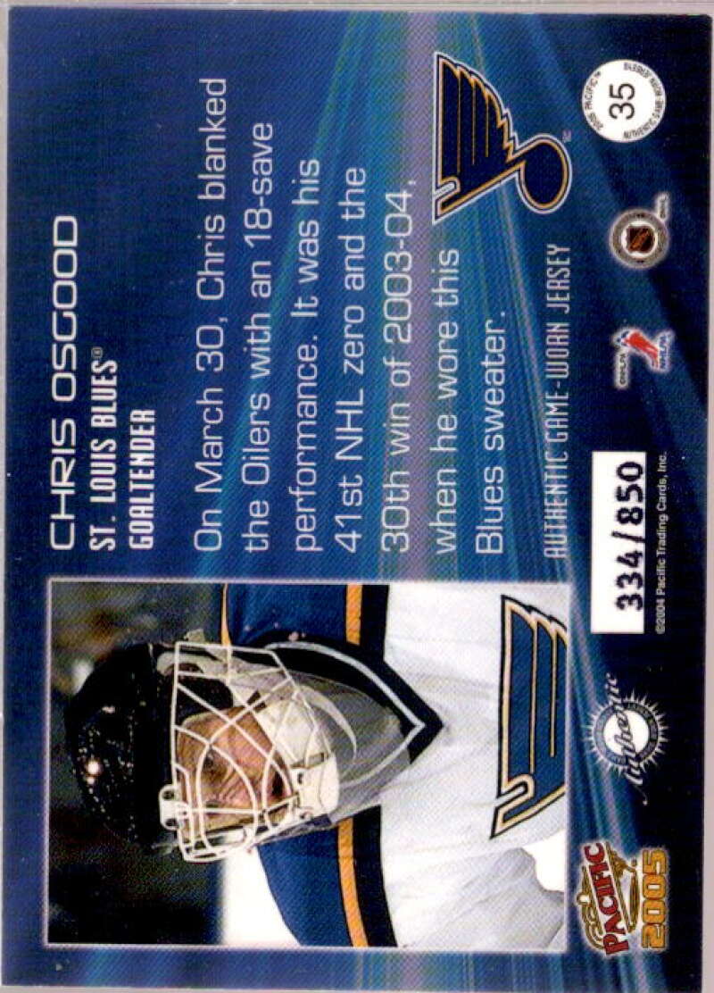 Chris Osgood Card 2004-05 Pacific Jerseys #35  Image 2